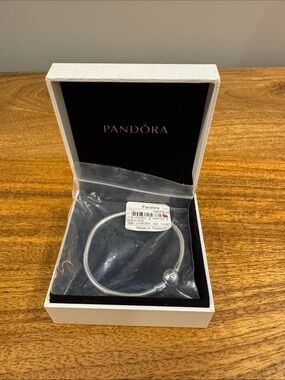 Pandora Moments Sterling Silver Snake Chain Bracelet with Logo Clasp